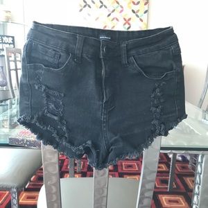 Black, high waisted shorts.